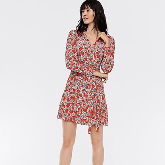 Diane Von Furstenberg Dresses & Skirts - Saville Crepe Mini Wrap Dress Ox Lace Red